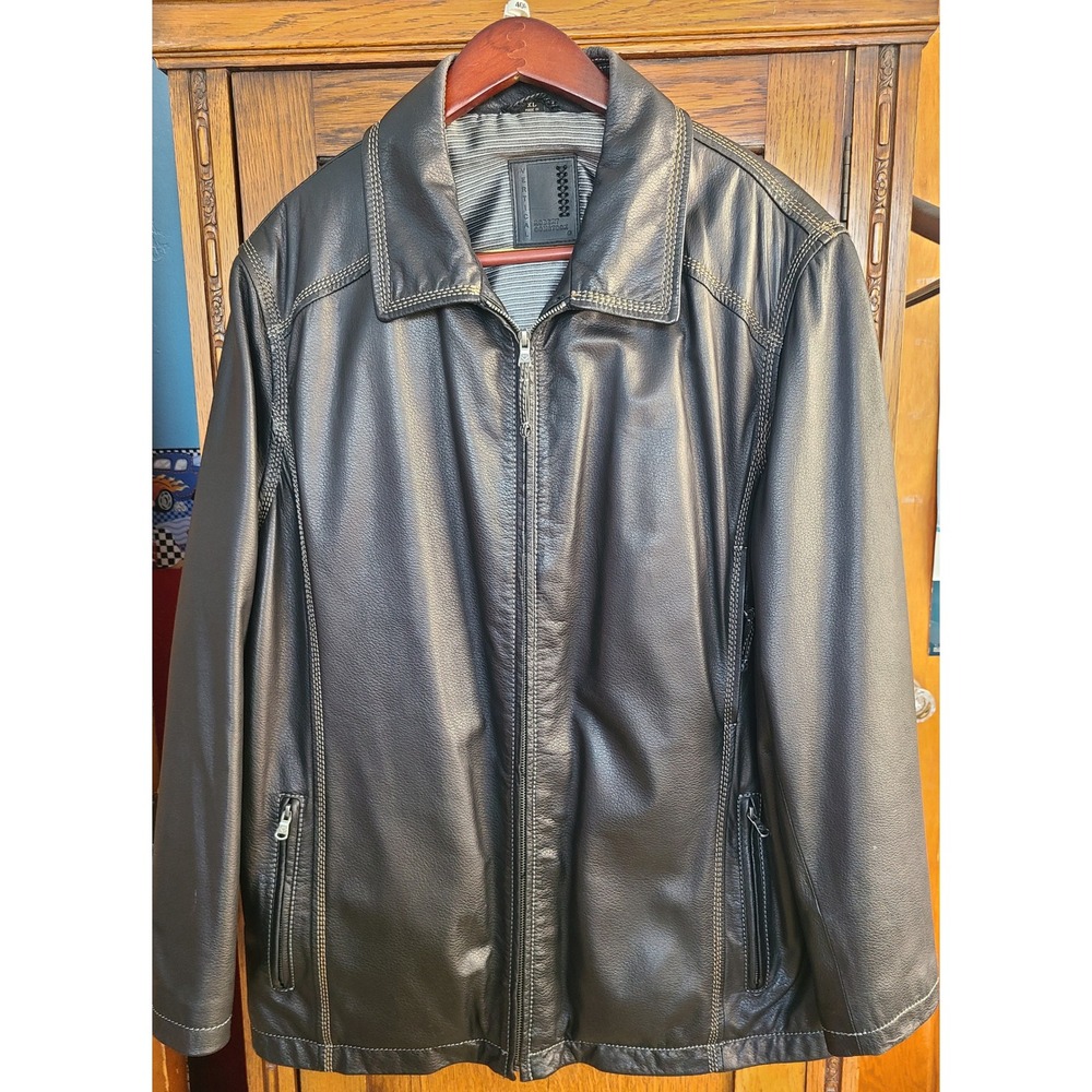 Robert Comstock Vertical Mens XL Lambskin Leather Full Zip Jacket Coat